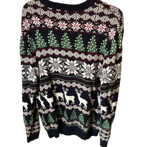 Aspen Christmas Sweater Reindeer Snowflakes Green & White XL - Picture 3 of 4